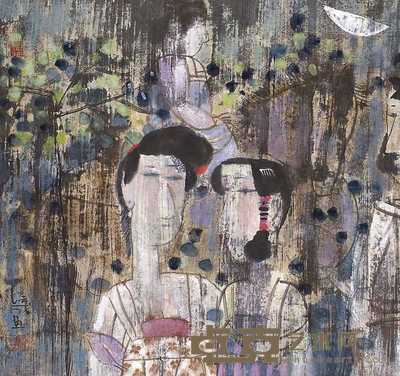 张培成 人物 镜心 47×44cm
